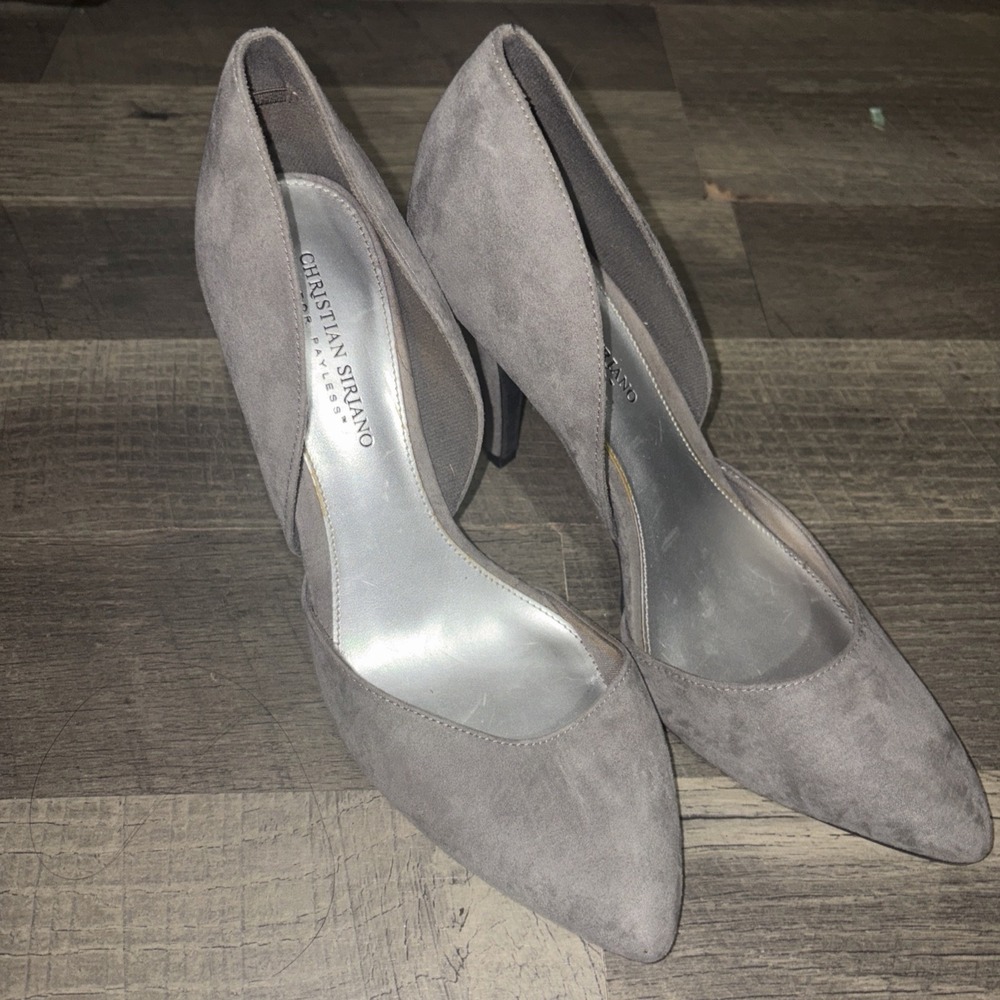 Christian Siriano Faux Suede High Heel Pumps Size 9 In Slate Gray